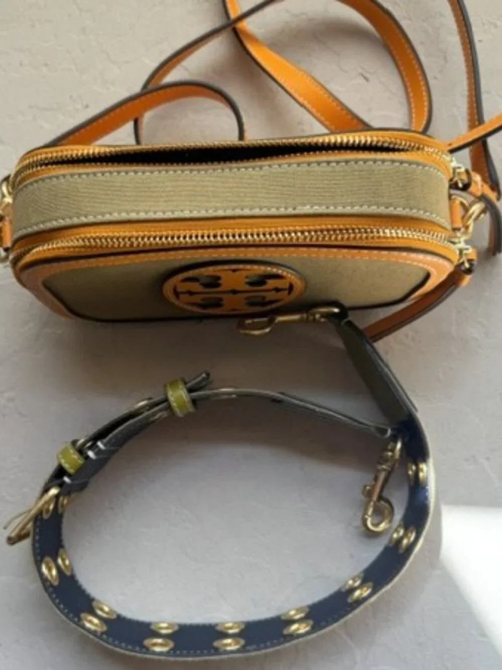 Tory Burch Women's Mini Miller Canvas CrossBody Bag In Cumin